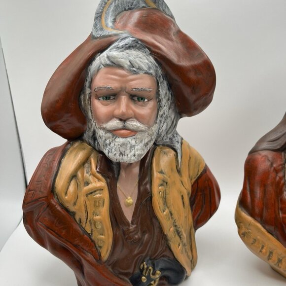 VTG 70s Pirate Gypsy Wench Ceramic Statue Figurine Bust Set Holland Mold 3D - Picture 4 of 8